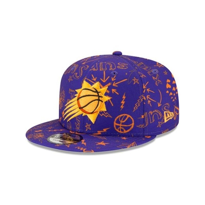 Purple Phoenix Suns Hat - New Era NBA Doodle 9FIFTY Snapback Caps USA4976082